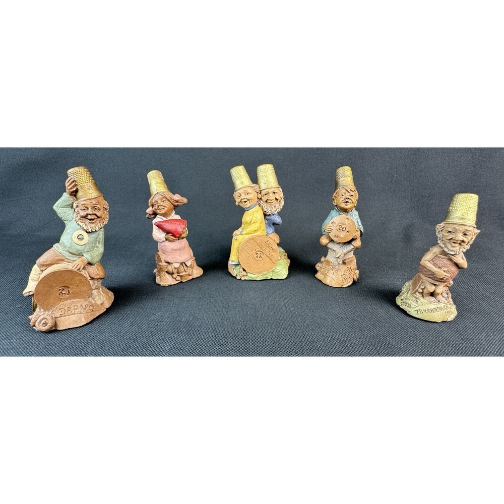 Lot Of 5 Vintage Tom Clark Thimble Gnomes Bobbie Sew In Love Mendy Figurines